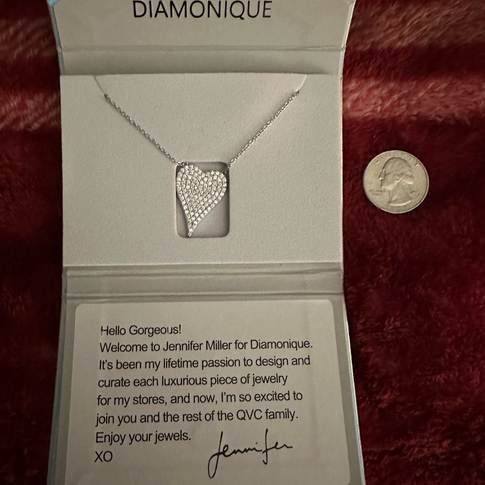 Diamonique Heart Pendant Necklace